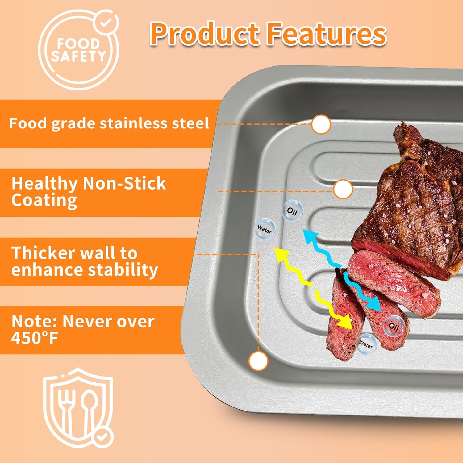 Air Fryer Drip Pan for Emeril Lagasse Dual Zone 360 Air Fryer Oven 25 QT Extra Large, 11.5''×6.7'' Steel Air Fryer Tray Accessories Crisper Plate Grill Pan Replacement Parts Rack - Image 5