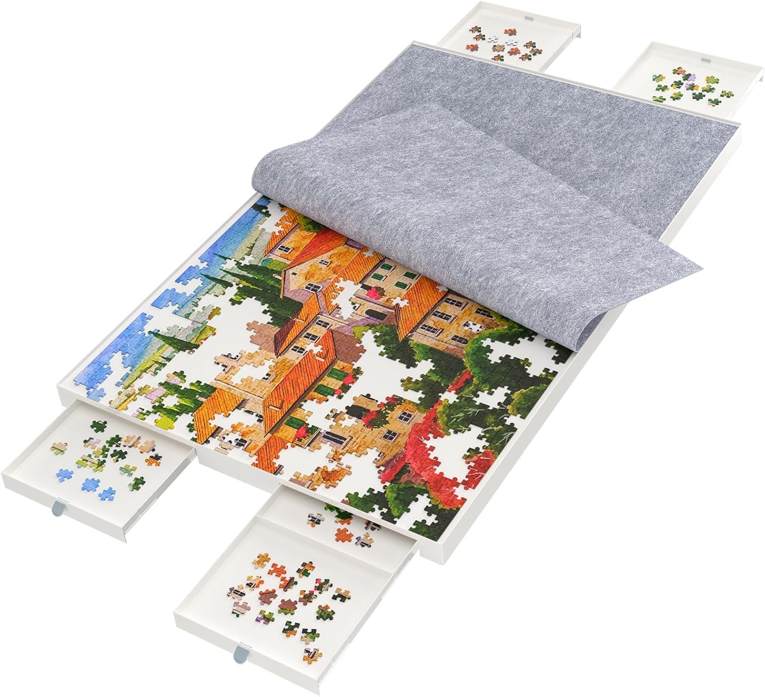 BZseed 1500 Pieces Detachable Puzzle Board with Drawers and Cover, Removable Design Puzzle Tables with Drawers - Image 2