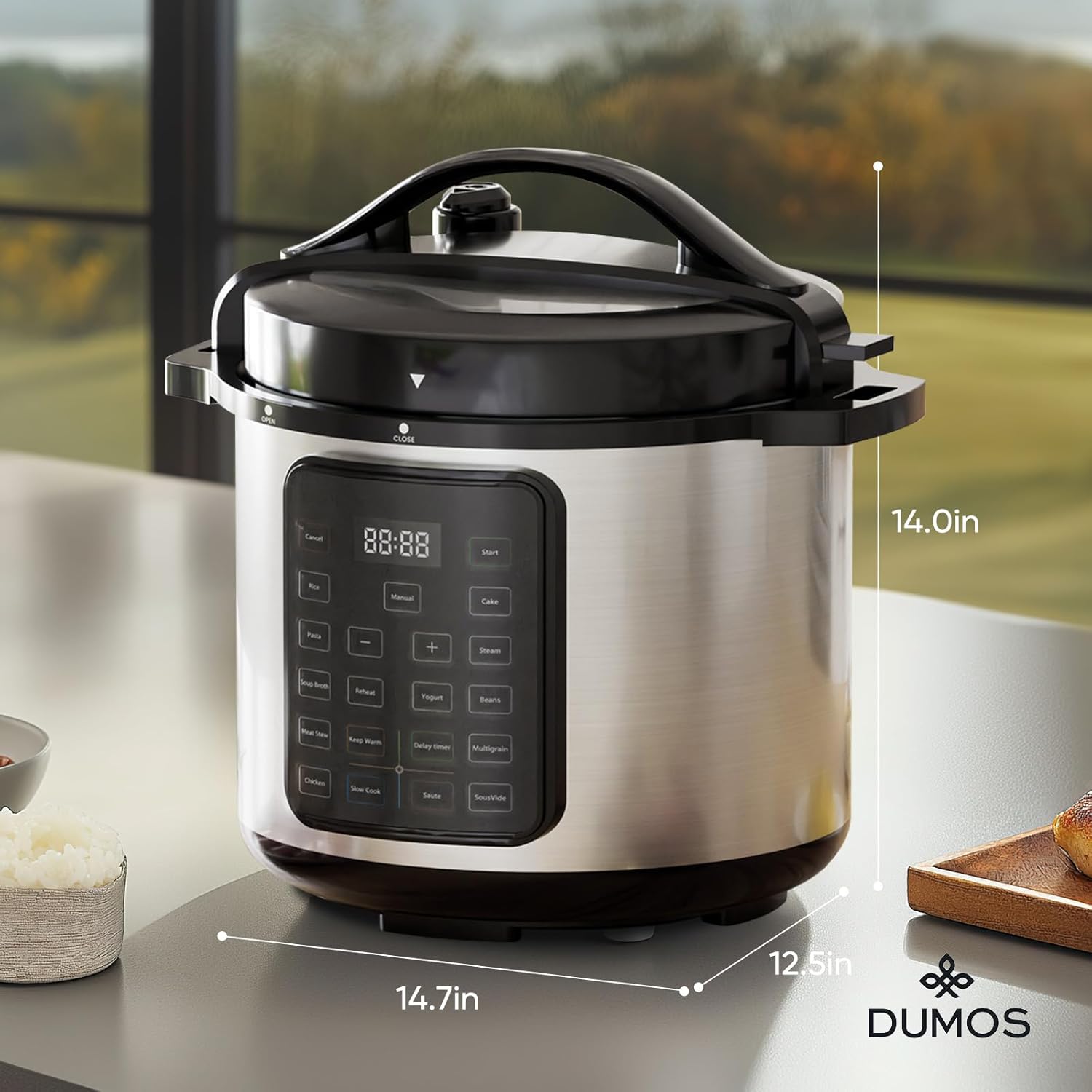 DUMOS 16-in-1 Electric Pressure Cooker 8 QT Stainless Steel Multi Cooker Electric for Pressure, Rice, Steamer, Yogurt Maker, Slow Cook,Meat Stew, Cake, Pasta, Multigrain - Image 7