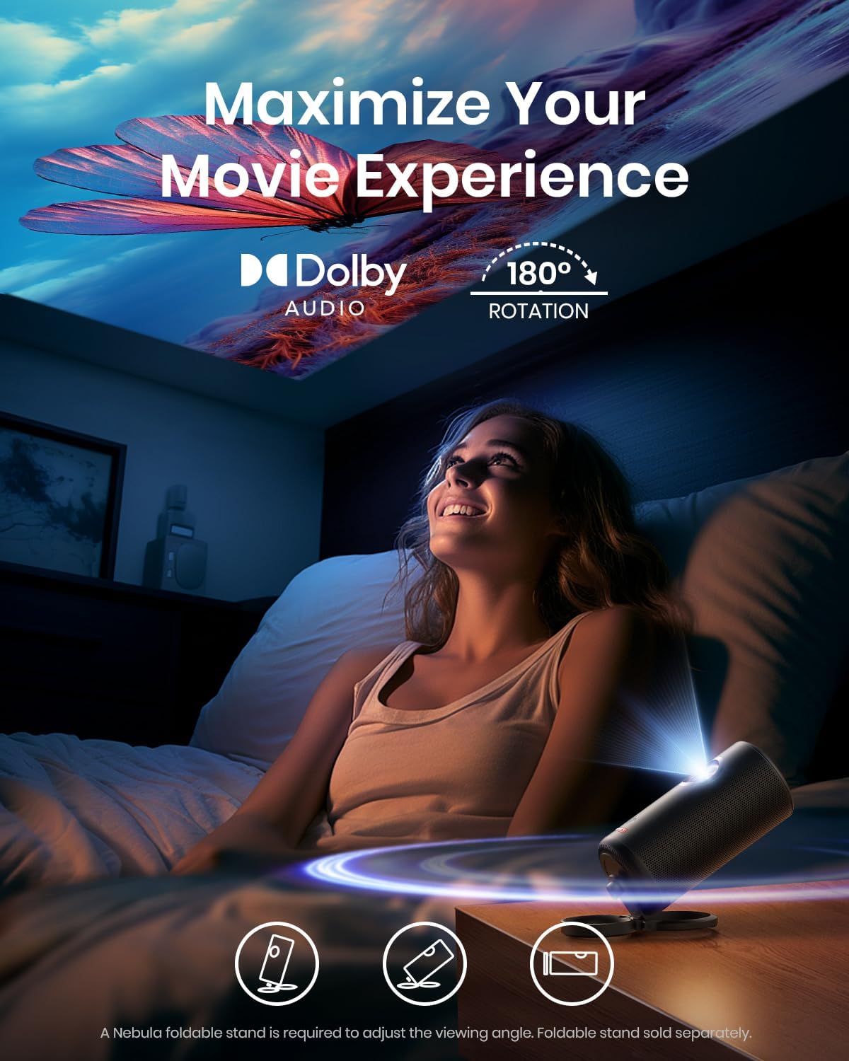 NEBULA Capsule 3 Laser Projector, Upgraded with Google TV and Official Netflix, Mini Smart TV Projector with Wi-Fi, Outdoor Portable Projector, Dolby Digital, 120-Inch Screen, 2.5H Built-In Battery - Image 6