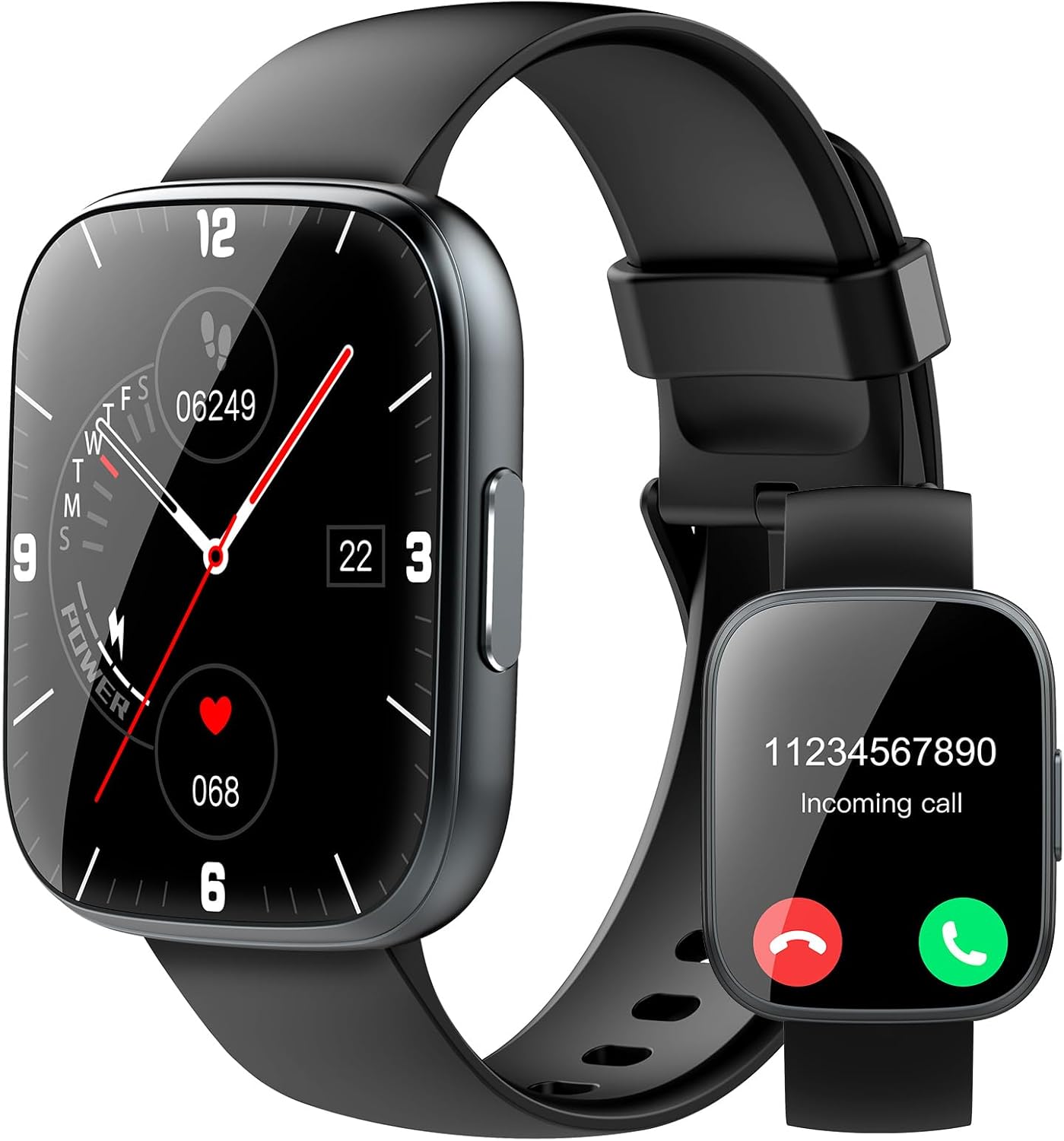 Smart Watch for Men Women Bluetooth Call, 1.95" HD Touch Screen Fitness Watch with Sleep Heart Rate Monitor, 100+ Sports Modes, IP68 Waterproof Activity Trackers for Android iOS, Black - Image 2