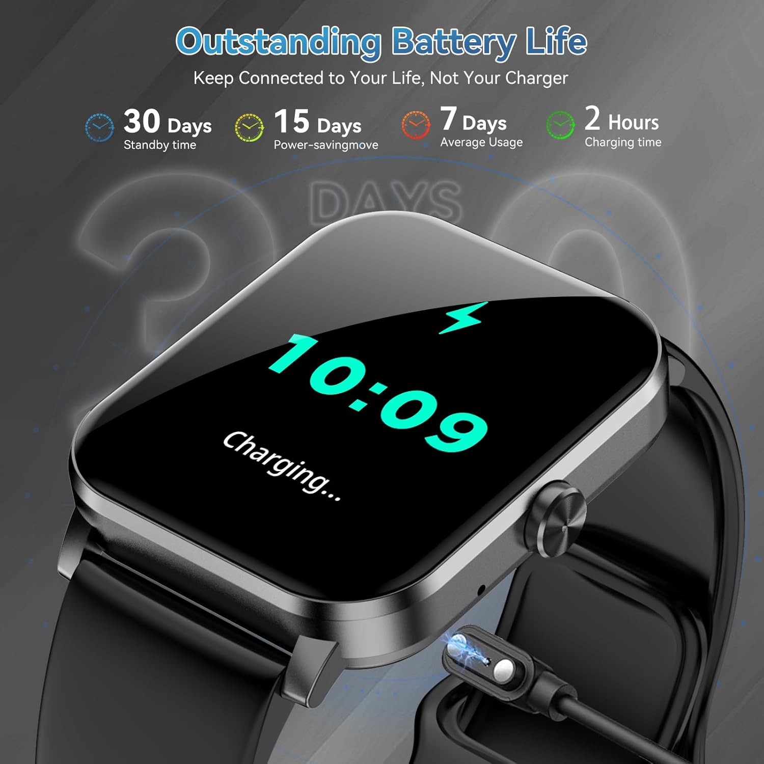 Smart Watch, 1.85" HD Smartwatch for Men Women (Answer/Make Calls), Fitness Watch with Heart Rate/Sleep/IP68 Waterproof/120+ Sports Modes, Pedometer, Android Smart Watch for Android iOS (Black) - Image 7