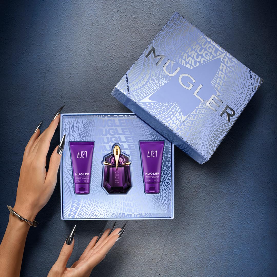 Mugler Alien Eau de Parfum - Women's Fragrance Set ($135 Value) - Floral & Woody - With Jasmine, Wood, and Amber - Long Lasting Perfume - Perfume, 1 Fl Oz, 1.6 Fl Oz Body Lotion, 1.6 Fl Oz Shower Gel - Image 5