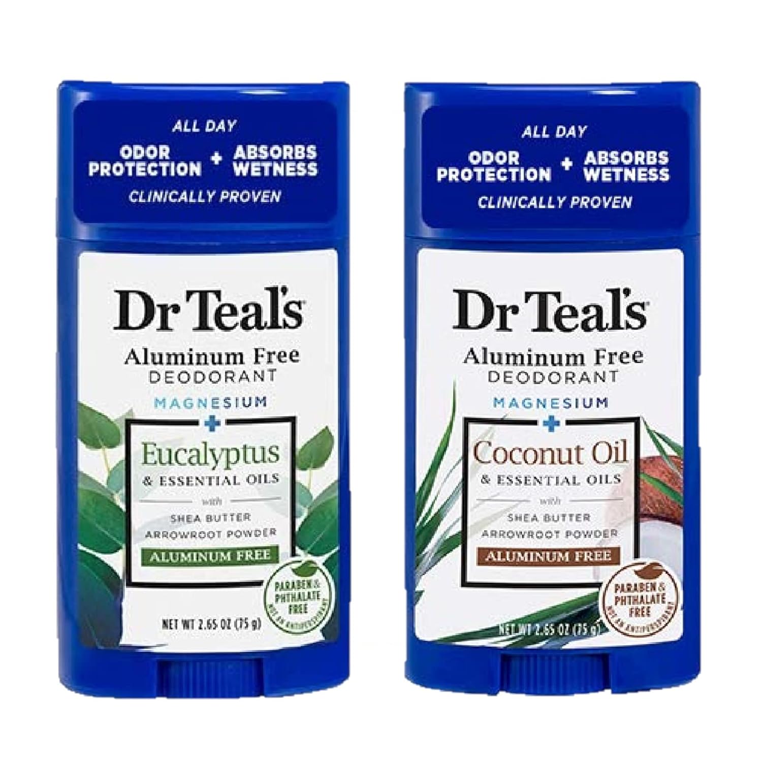 Dr. Teals Deodorant Variety Gift Set (2 Pack, 2.65oz Ea.) - Eucalyptus, & Coconut Oil - Essential Oils, Shea Butter & Magnesium Help Absorb Moisture & Keep Skin Clean & Healthy - Image 2