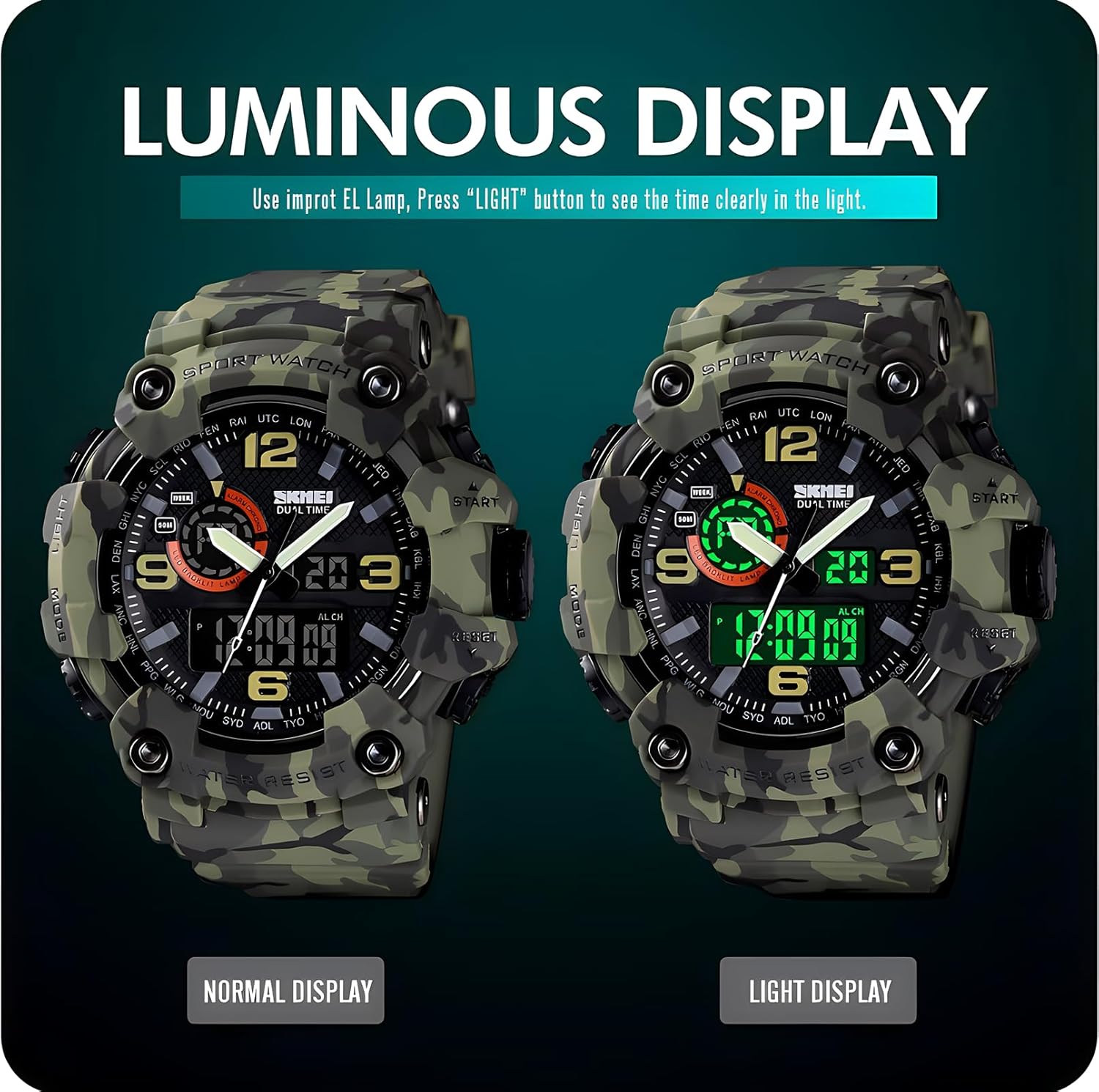 Gosasa Men's Large Face Outdoor Sports Watches Military S-Shock Watch Waterproof, Backlight, Alarm, Stopwatch Features - Rugged Wristwatch for Training, Hiking, and Adventure - Image 4