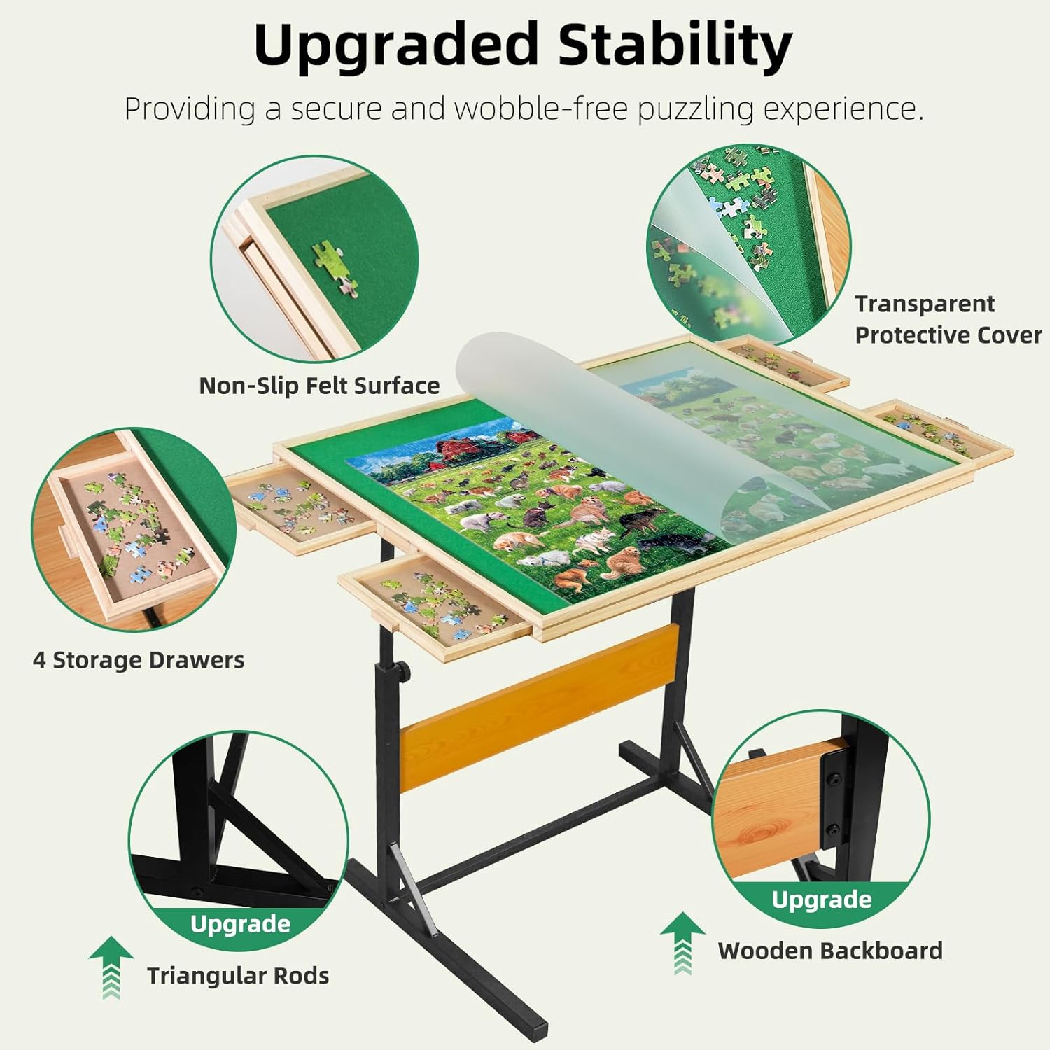 ALL4JIG Puzzle Table for Adults Gifts, Wooden Jigsaw Puzzle Table with 4 Drawers, Upgraded Stability & Optimized Lightweight Design, Puzzles for Adults 2000 Pieces - Image 4