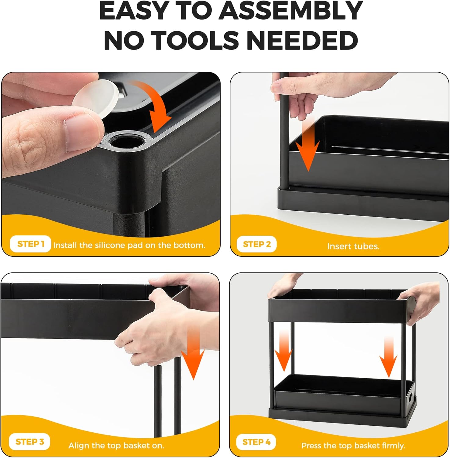 Ravinte 1 Pack Pull Out Under Sink Organizer 2 Tier Multi Purpose Sink Organizers Storage For Bathroom Kitchen Sink Storage Organizer With Hook & Hanging Cup Matte Black Sliding Cabinet Organizer - Image 9