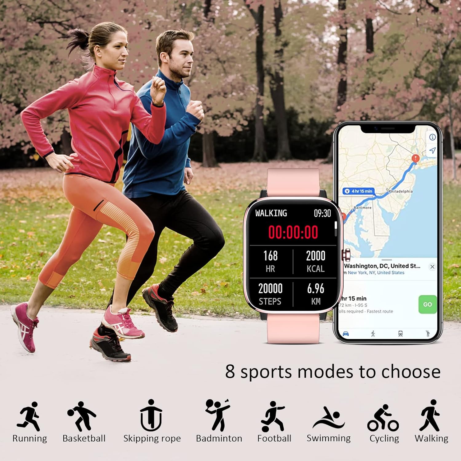 Smartwatch for Women - Call, Fitness Tracker, Heart Rate & Sleep Monitor, 1.69" Touch Screen, Waterproof - For Android & iPhone, Pink - Image 5
