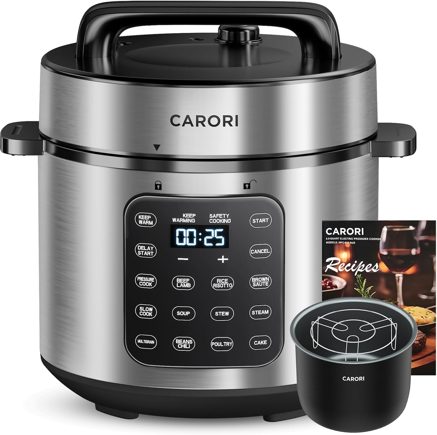 9-in-1 Electric Pressure Cooker 6 Qt, Programmable Multi-Function Cooker with Safer Vent, Olla de Presion, Rice Cooker, Slow Cooker, Steamer, Sauté, Warmer & Sterilizer, 1000W, Stainless Steel - Image 2
