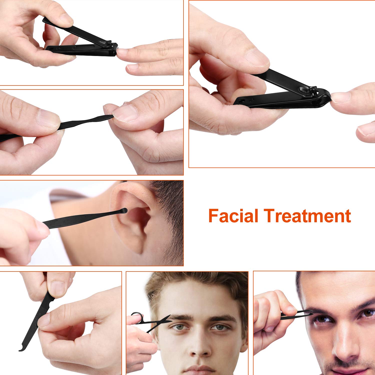 Manicure set Men Personal Care Tools Accessories Finger and Toe Nail Clippers Kit Professional Manicure Pedicure Kit With Travel Case Nail Grooming Kit Present for Men Husband Boyfriend Parent - Image 4
