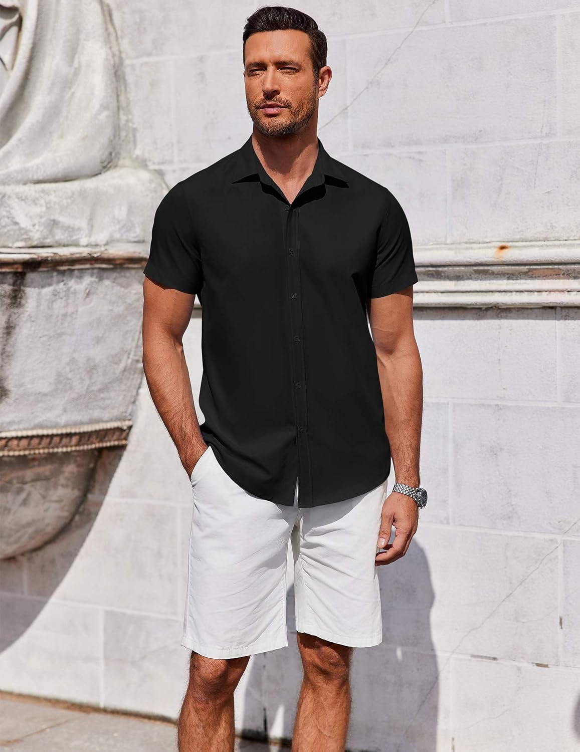 COOFANDY Men's Button Down Shirt Short Sleeve Casual Shirt for Men Summer Business Casual Dress Shirt - Image 3