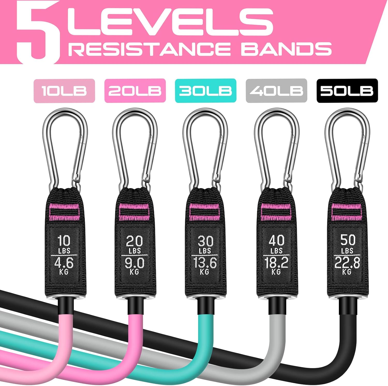 RENRANRING Resistance Bands for Working Out, 150LBS Exercise Bands, Workout Bands, Resistance Bands Set with Handles for Men Women, Legs Ankle Straps for Muscle Training - Image 3