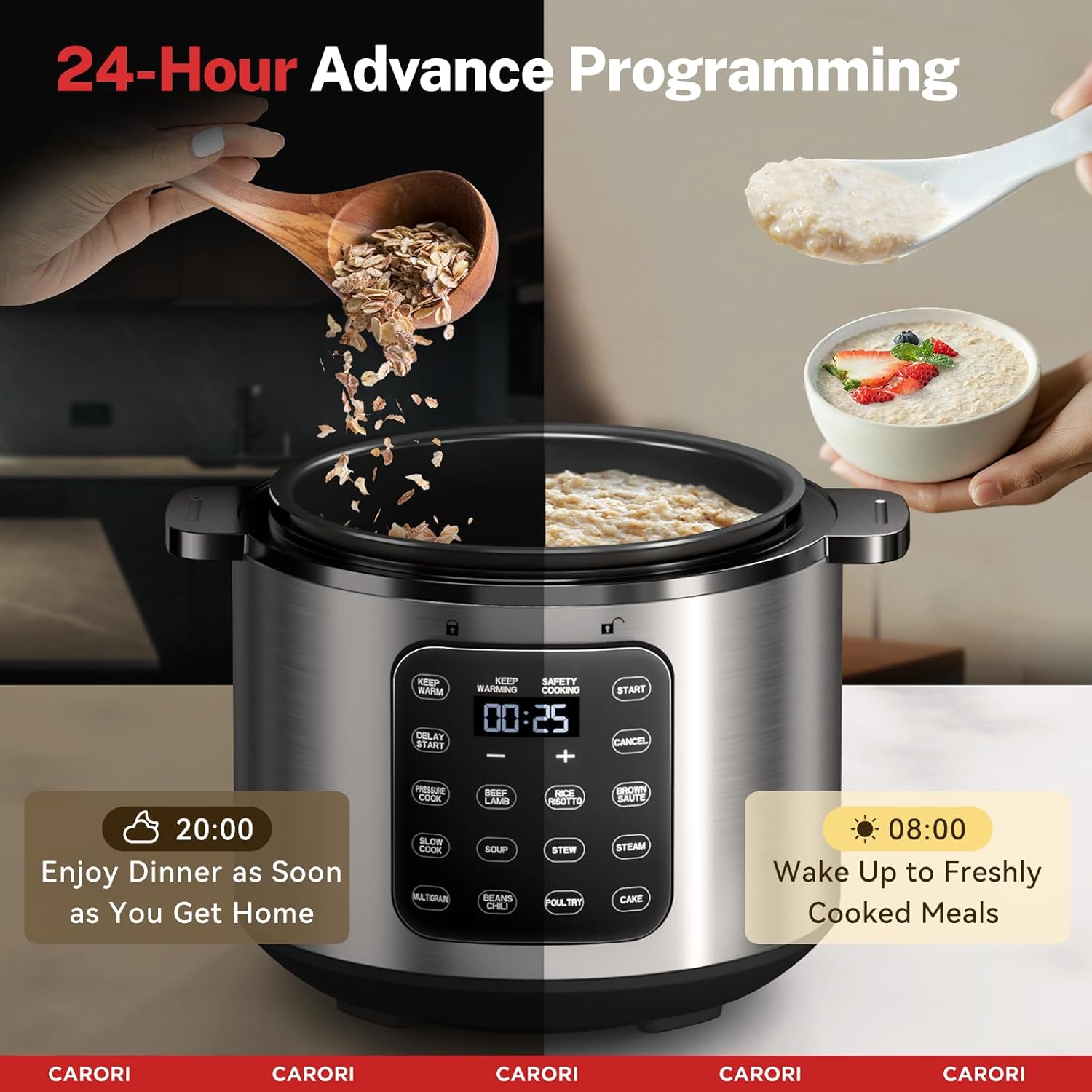 9-in-1 Electric Pressure Cooker 6 Qt, Programmable Multi-Function Cooker with Safer Vent, Olla de Presion, Rice Cooker, Slow Cooker, Steamer, Sauté, Warmer & Sterilizer, 1000W, Stainless Steel - Image 7