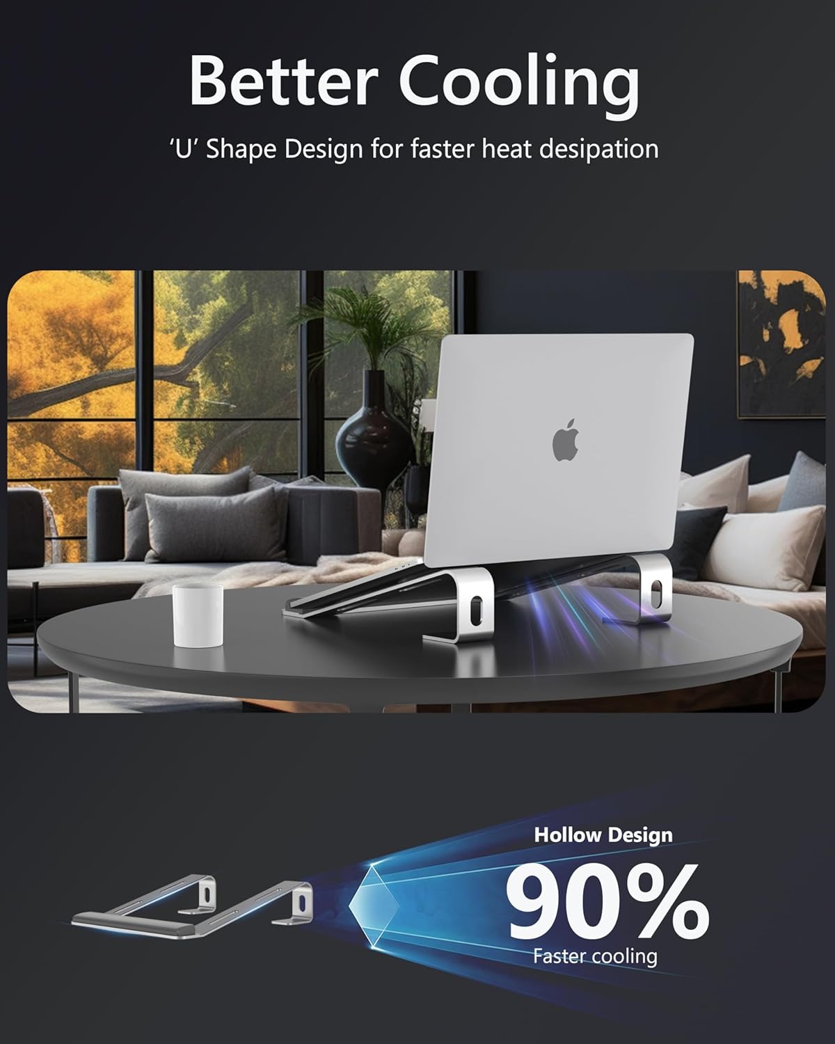 Laptop Stand for Desk, Aluminum Computer Riser with Wrist Rest Pad, Detachable Laptop Mount, Heavy Stable Laptops Holder for MacBook Air Pro, Dell, HP, 10 to 17 Inches Notebooks, Silver - Image 8