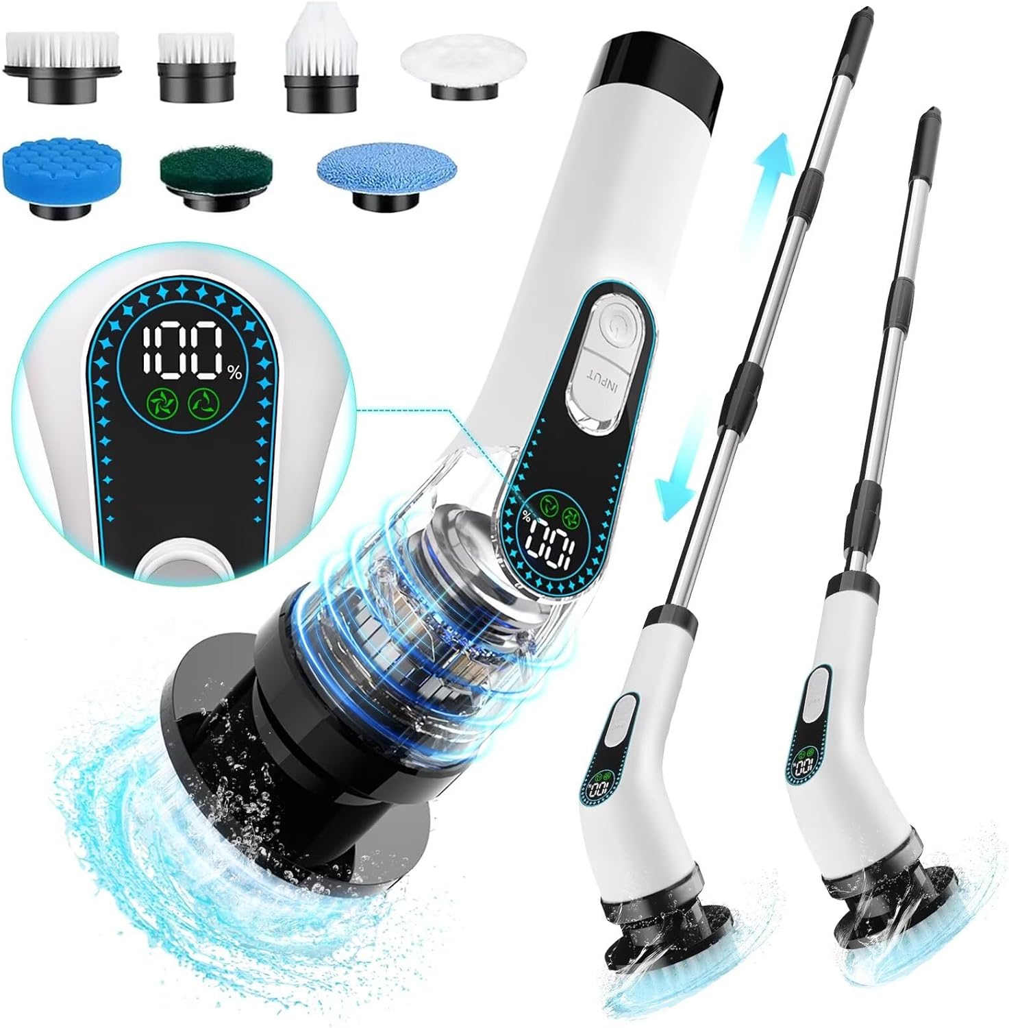 Electric Spin Scrubber Cleaning Bathroom: Shower Cleaner Brush, Cordless Power Scrubber with LED Display for Tub Tile and Floor - Image 2