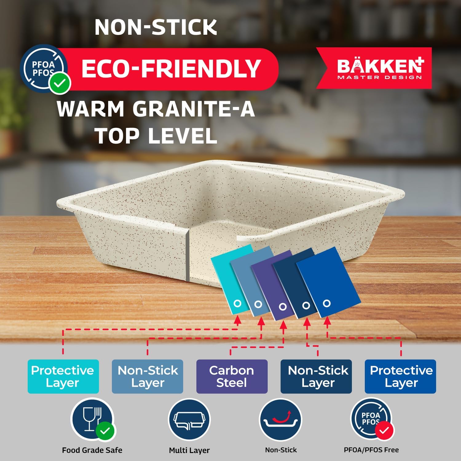 Bakken Master 38 Piece Granite Cookware and Bakeware Set – Nonstick Granite Coating, Pots and Pans with Detachable Handles and Tempered Glass Lids, 6-piece Bakeware set, 12-piece Mixing Bowls, White - Image 5