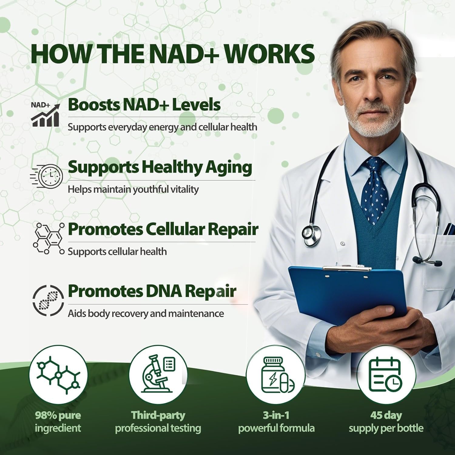 NAD+ Supplement, Liposomal Nicotinamide Riboside, Resveratrol Quercetin, NMN Supplement Alternative for Anti-Aging, Energy, Focus, for Women and Men, 80 Capsules - Image 6