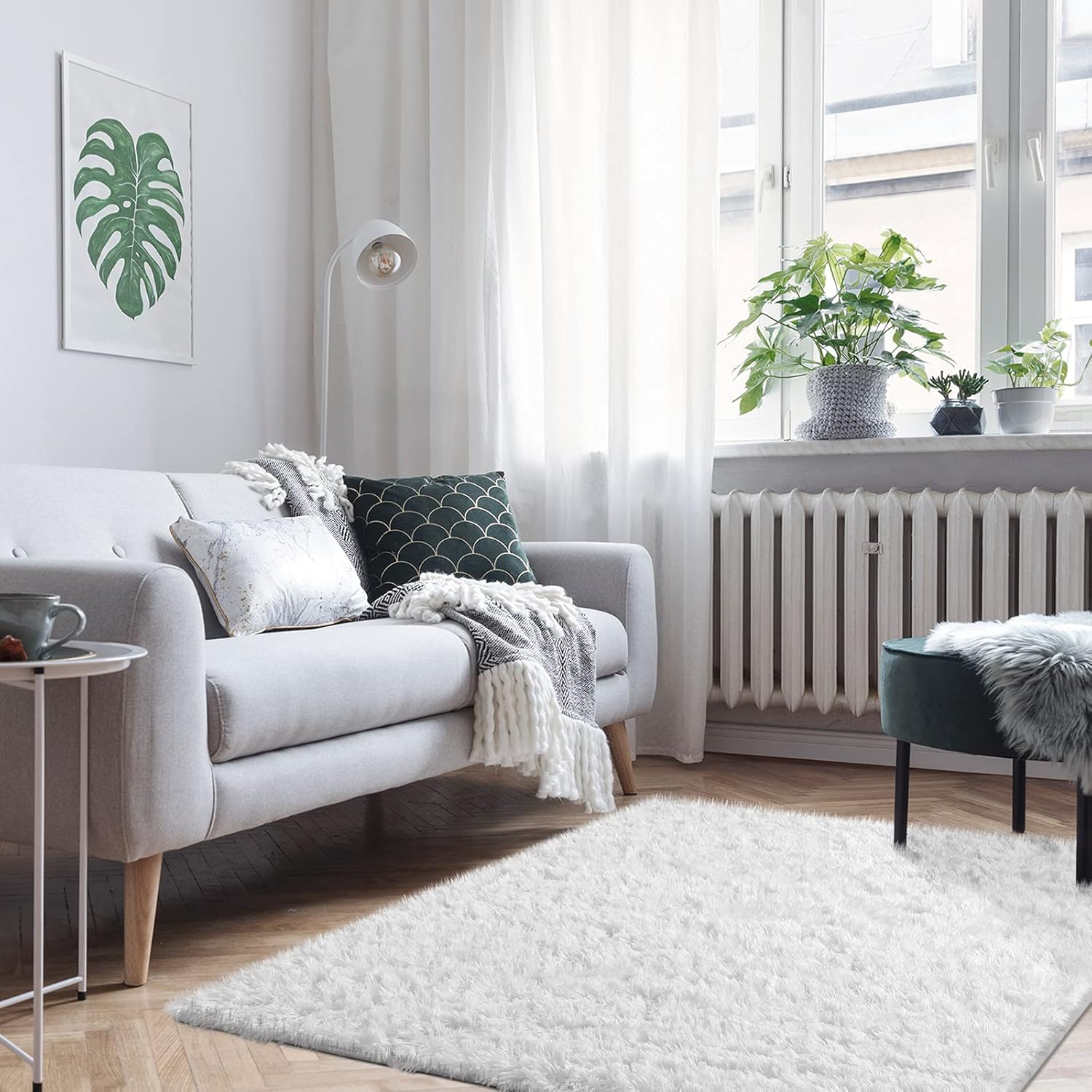 Ophanie White Area Rugs for Bedroom Fluffy, 4x6 Fuzzy Shag Plush Soft Shaggy Bedside Cream Rug, Ivory Living Room Carpet for Girls Kids Baby Teen Dorm Home Decor Aesthetic, Nursery - Image 7