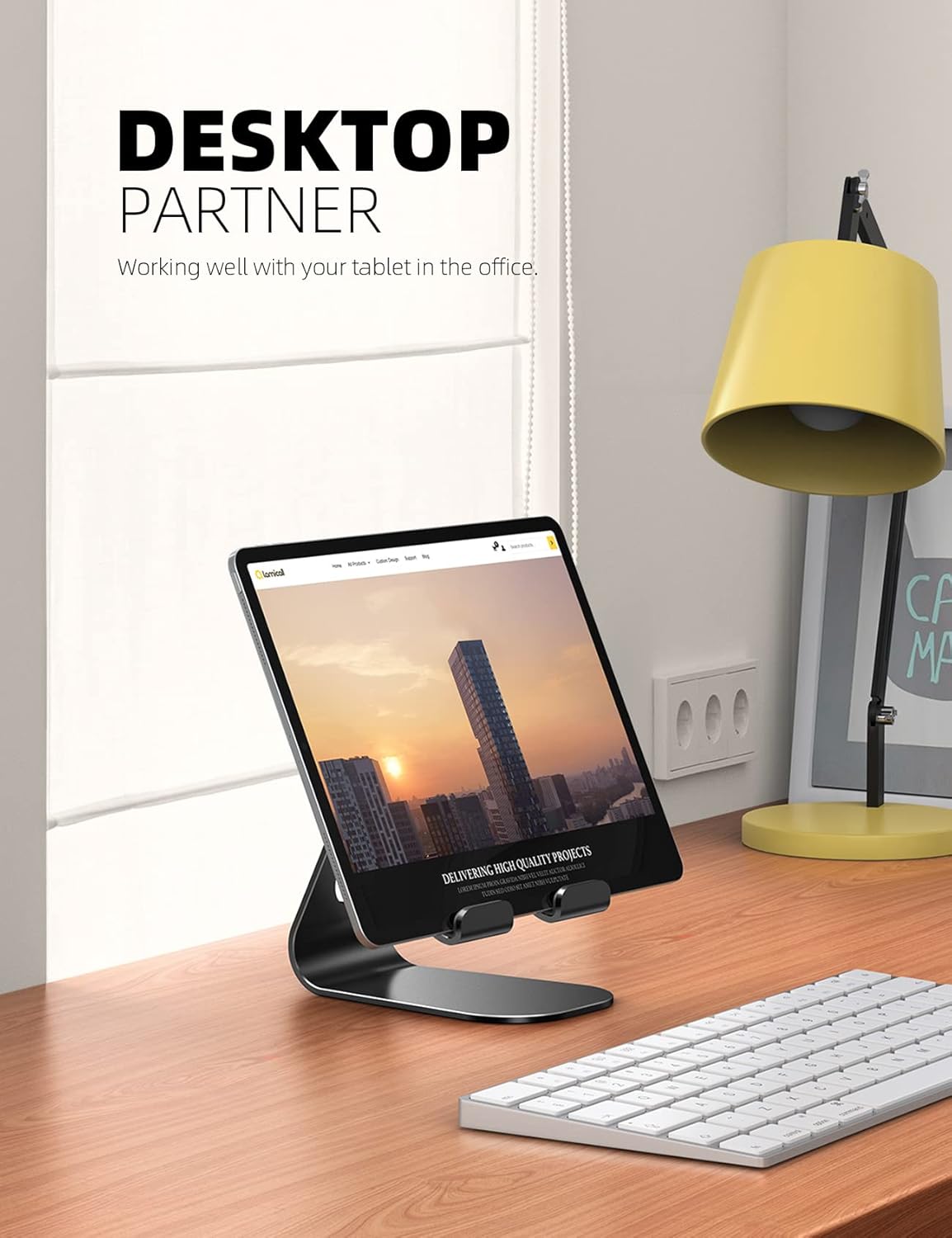 Lamicall Tablet Stand Adjustable, Tablet Holder : Desktop Tablet Accessories Holder Dock Compatible with 4-13" Tablet Such as iPad Pro 11, 9.7, 10.5, Air Mini 2 3 4, Kindle, Nexus, E-Reader, Black - Image 4