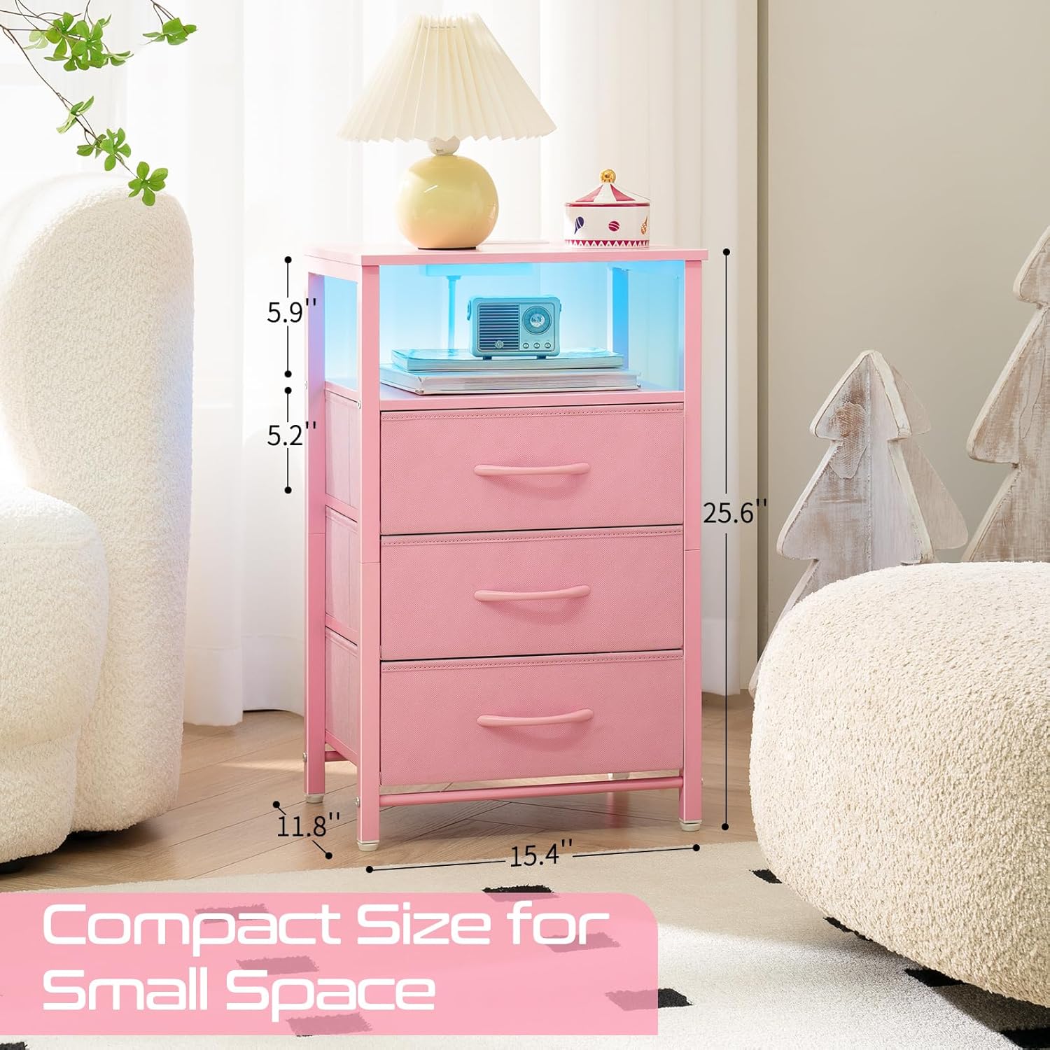 Yoobure Tree Bookshelf, Night Stand with Charging Station - Image 4