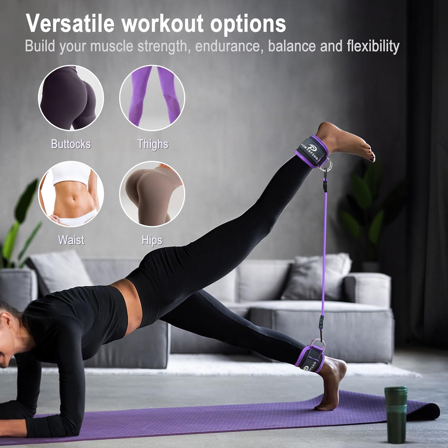 Ankle Resistance Bands with Cuffs: Women Ankle Strap Band for Working Out - Ankle Resistance Bands for Glutes Hip & Leg Butt Training Workout Exercise Equipment - Image 3