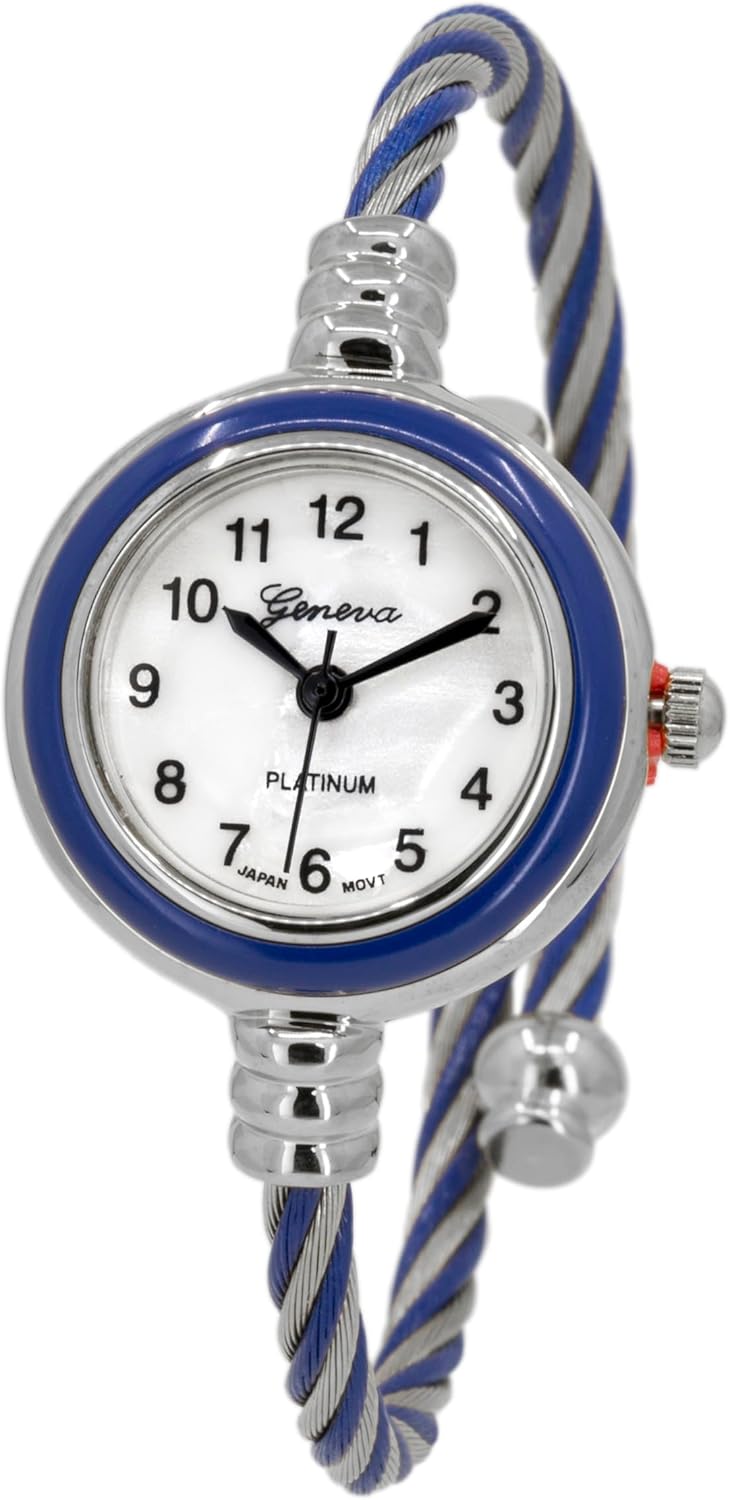 Blekon Collections Women's Cuff Watch - Round Analog Display Arabic Numbers 23mm Case Wire Bracelet Watch for Women Elegant Cable Cuff Bangle Wrist Watch - Image 2