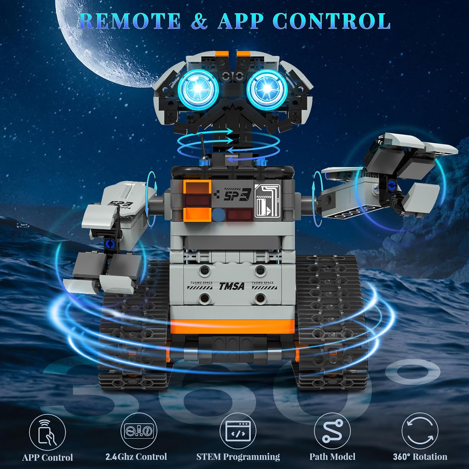 5in1 STEM Robot Building Kit for Kids 6-14+, APP & Remote Control STEM Robot Dinosaur Car Building Toys for Kid Science Learning, 688 Pcs DIY Building Blocks Set, Boys Girls Birthday Xmas Gifts Ideas - Image 4
