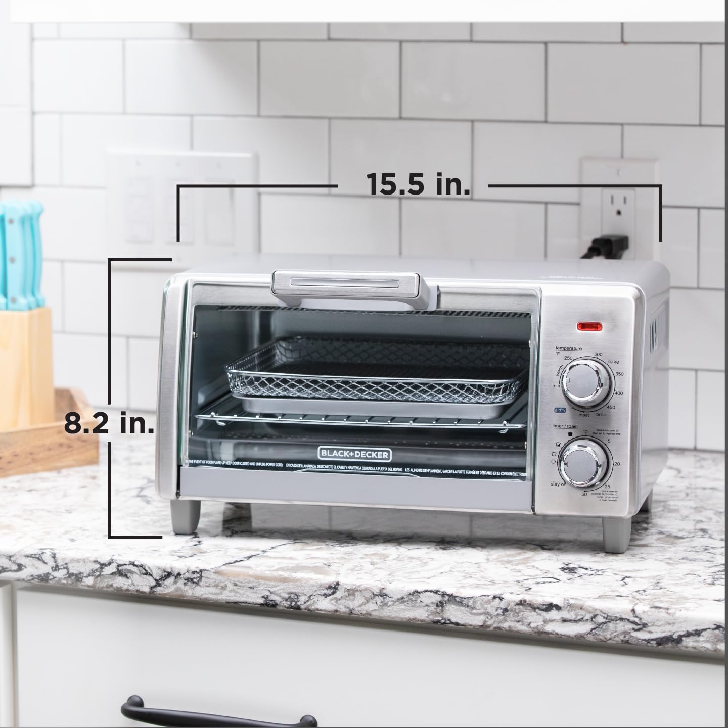 BLACK+DECKER 4-Slice Crisp 'N Bake Air Fry Toaster Oven,TO1787SS-RFP, 4-Slice, 5 Cooking Functions, 30 Minute Timer, Stainless Steel - Image 9
