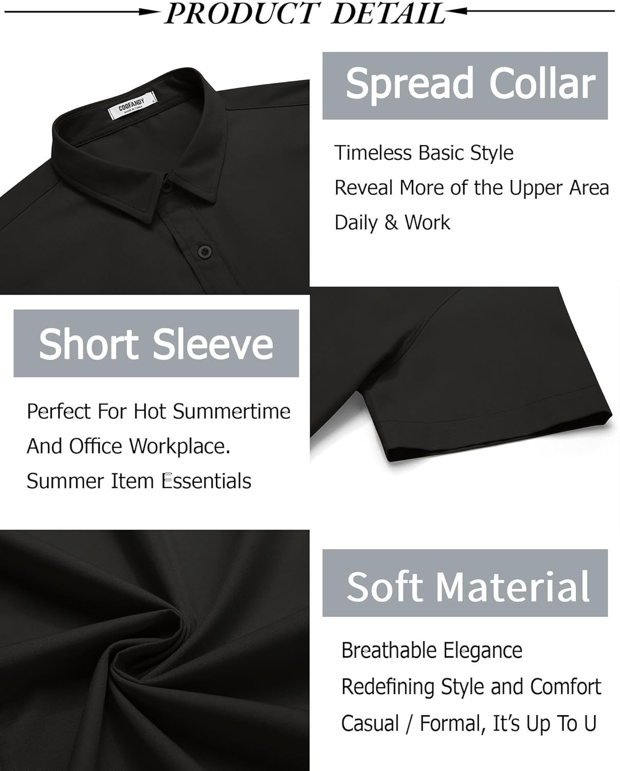 COOFANDY Men's Button Down Shirt Short Sleeve Casual Shirt for Men Summer Business Casual Dress Shirt - Image 6
