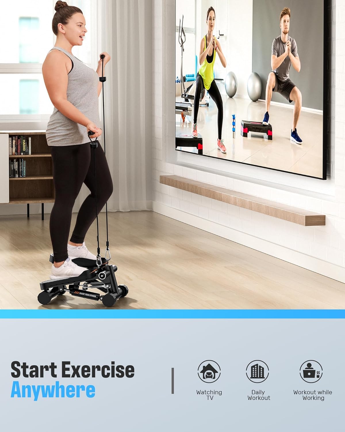 Sportsroyals Stair Stepper for Exercises-Twist/Mini Stepper with Resistance Bands and 330lbs Weight Capacity - Image 9