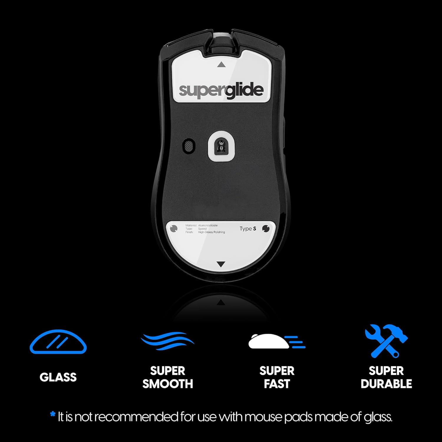 Superglide Glass Mouse Skates - Super Smooth Glide, Polished Round Edge, Super Fast Gaming Mouse Feet with Durable Sole for Razer Viper V3 Pro (Type-S, White) - Image 4