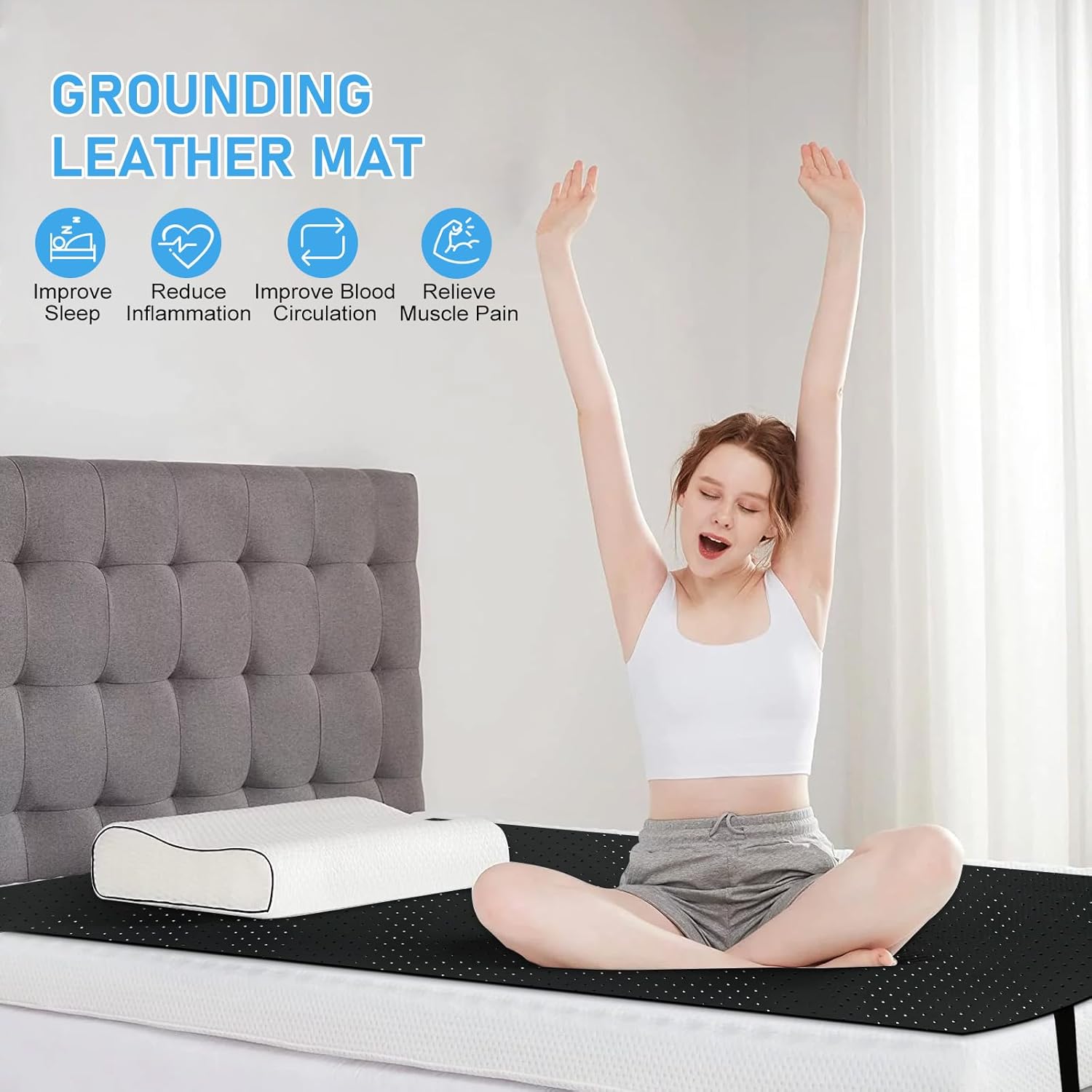 Grounding Mat for Bed, King Size Earthing Mattress Cover Sheets Pad Grounding Kit, Grounding Cord Included (King, 76 * 80") - Image 7