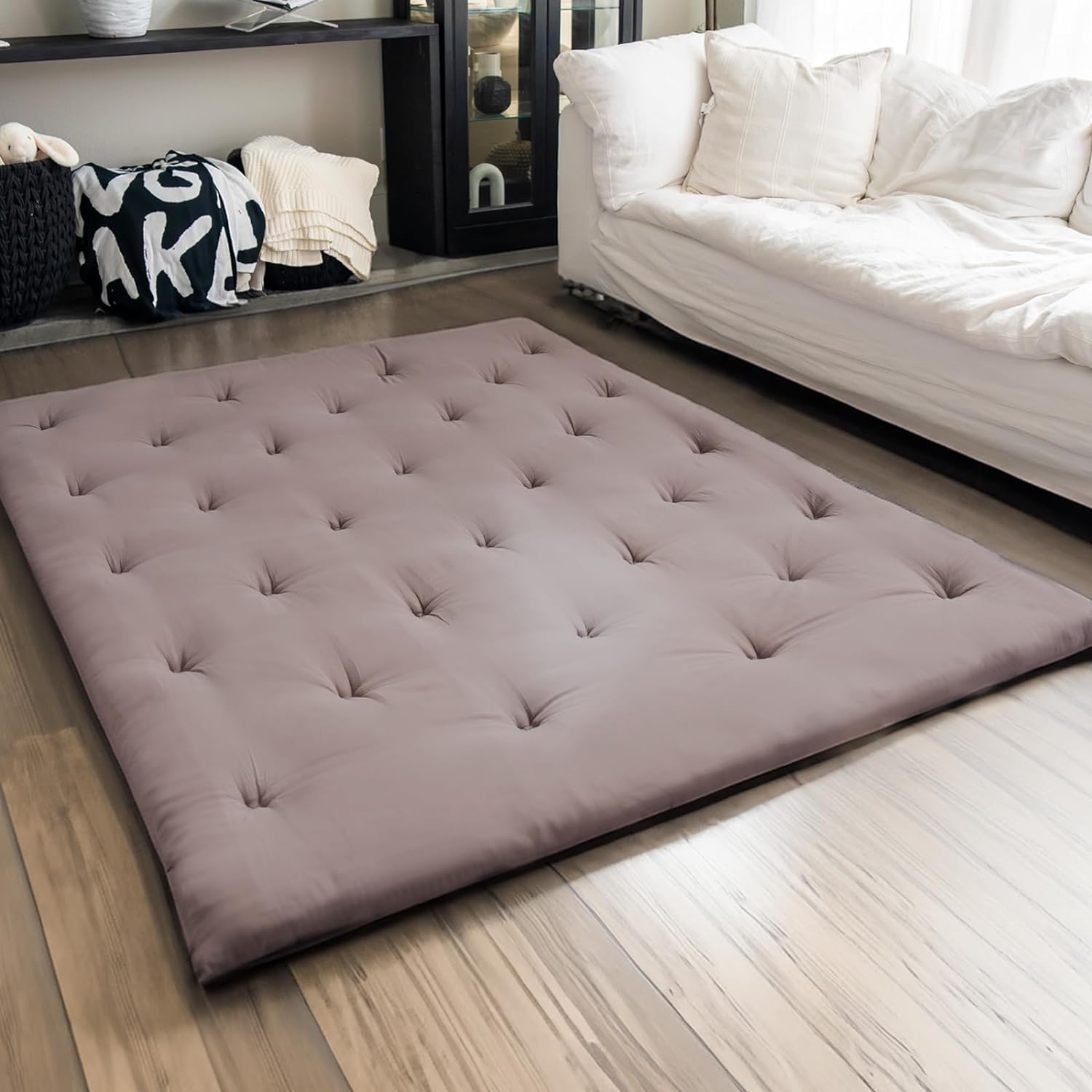 ZonLi Japanese Floor Futon Mattress Queen Size 60"x 80",100% Cotton 2.5'' Thicken Tatami Mattress,Foldable Sleeping Pad,Portable Dormitory Tatami Mat,Roll Up Floor Lounger Bed for Adult (Grey) - Image 8