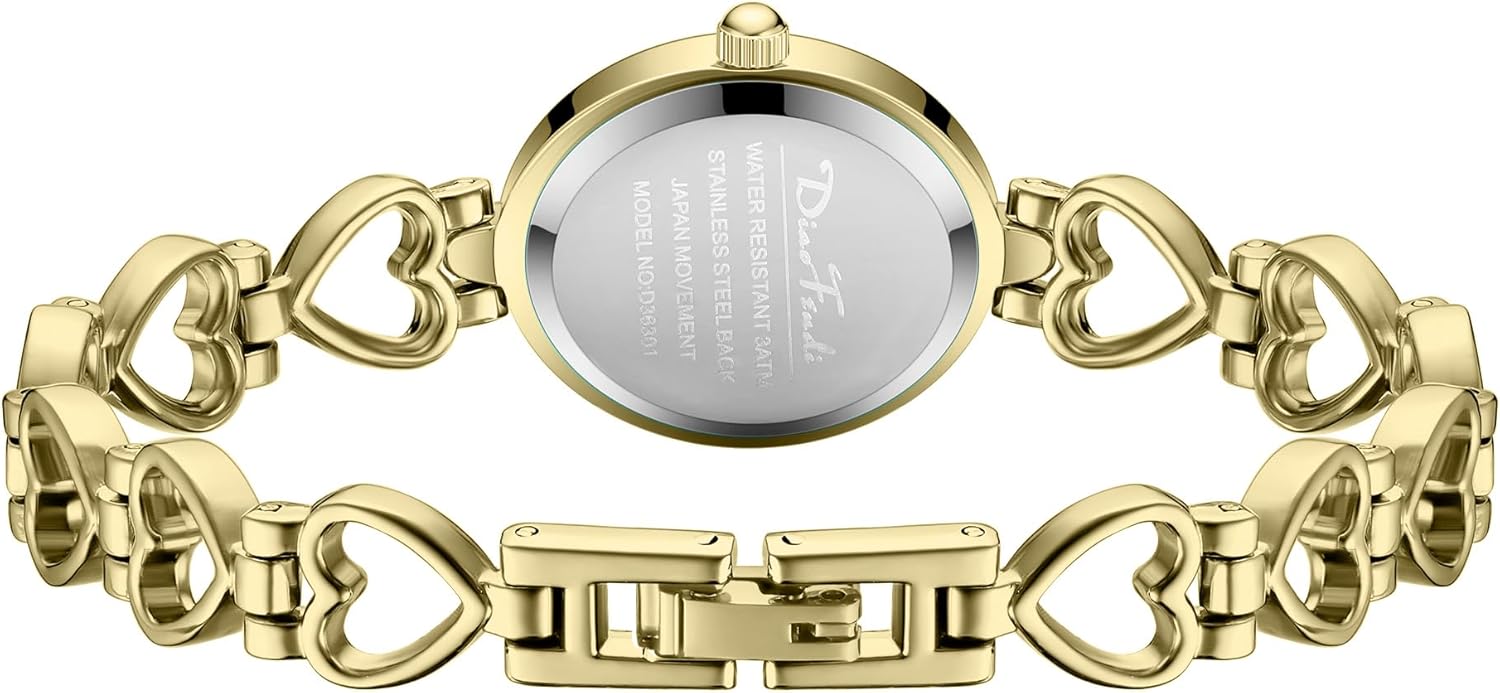 Diaofendi Petite Gold Watches for Women Vintage Bracelet Wrist Watch Luxury Ladies Oval,Fashion Dress Quartz Watch with Tools Include,Waterproof - Image 5