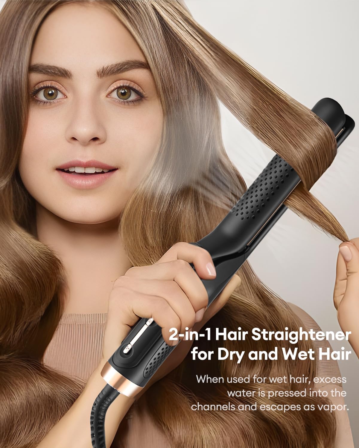 360° Airflow Styler - Professional 2-in-1 Curling Iron and Straightener with Ionic Airflow - Titanium Flat Iron with Cooling Air Vents to Lock in Style, 5 Adjustable Temp, Auto Shut Off - Image 8