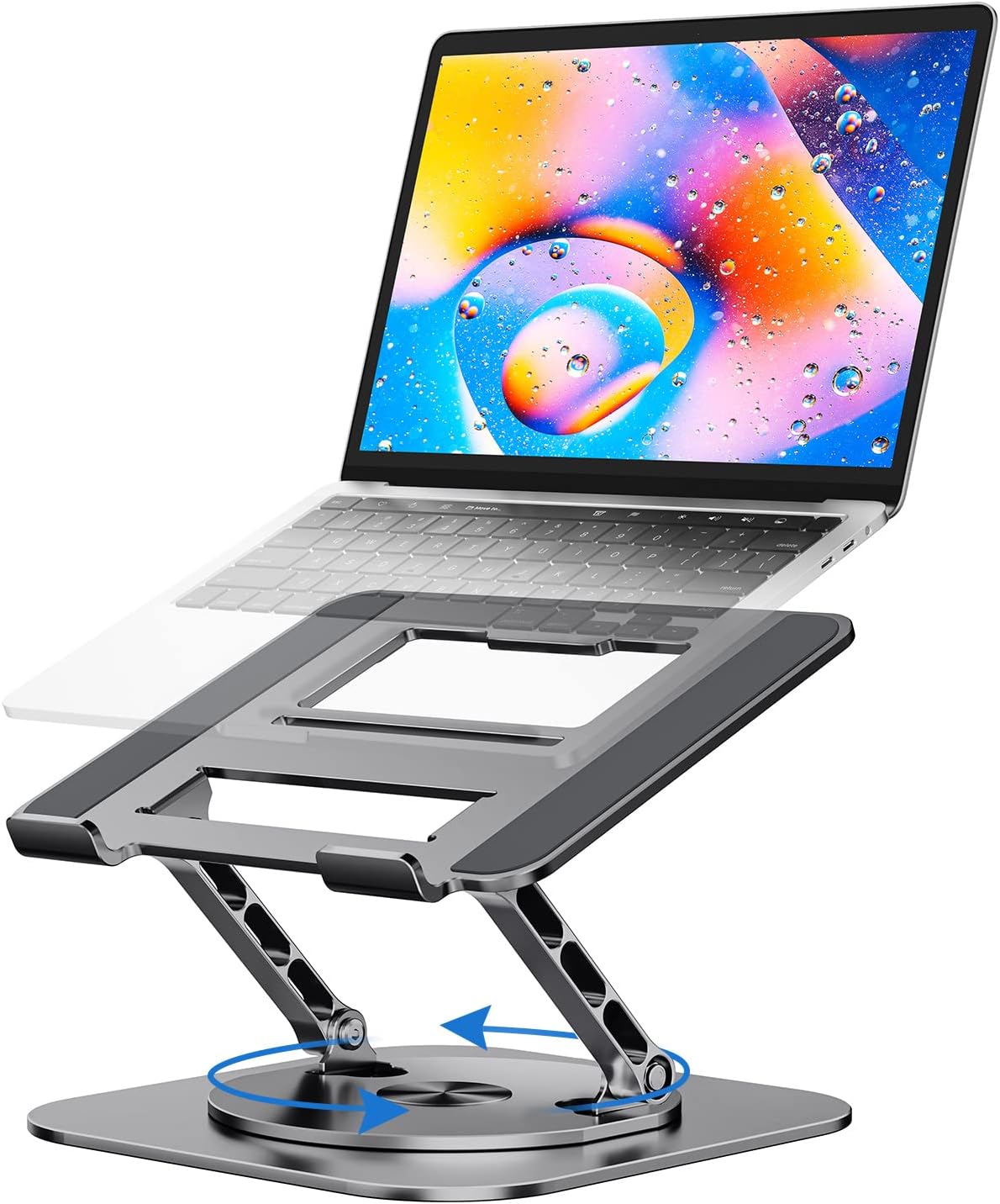 Laptop Stand, Adjustable Computer Stand, Ergonomic Laptop Riser with 360° Rotating Base, Notebook Stand Compatible with All 10-17” Laptops, Space Grey - Image 2