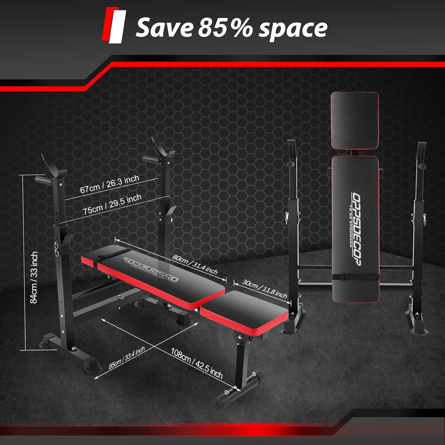 OPPSDECOR 6 in 1 660lbs Weight Bench Set with Squat Rack, Bench Press Set with Barbell Rack, Adjustable Incline Strength Training Workout Bench with Leg Developer Preacher Curl for Home Gym PXZXYX1 - Image 5