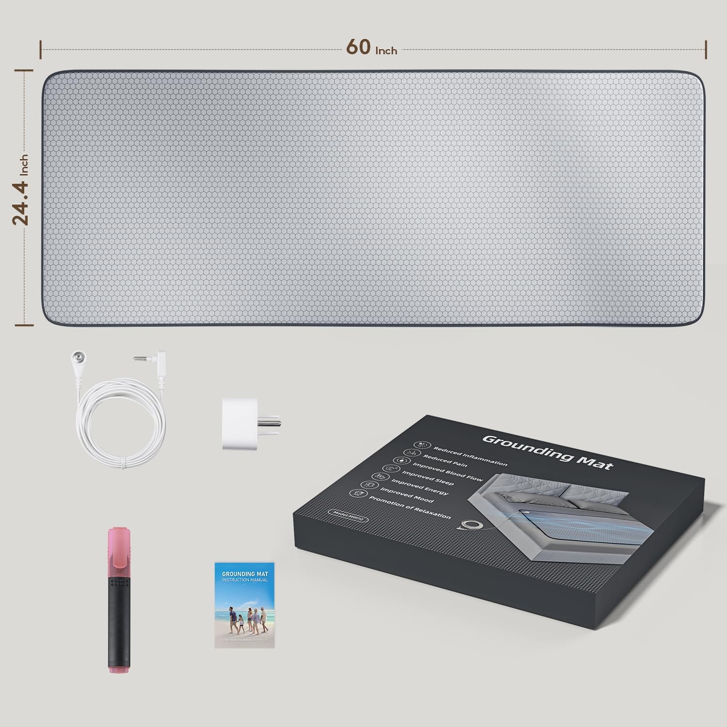Grounding Mat for Bed, Graphene Grounding Pad for Sleeping, Reduce Anxiety and Inflammation, Pain Relief, Improve Energy -Includes Grounding Cord, Test Pen & Safety Adapter (Queen) - Image 10