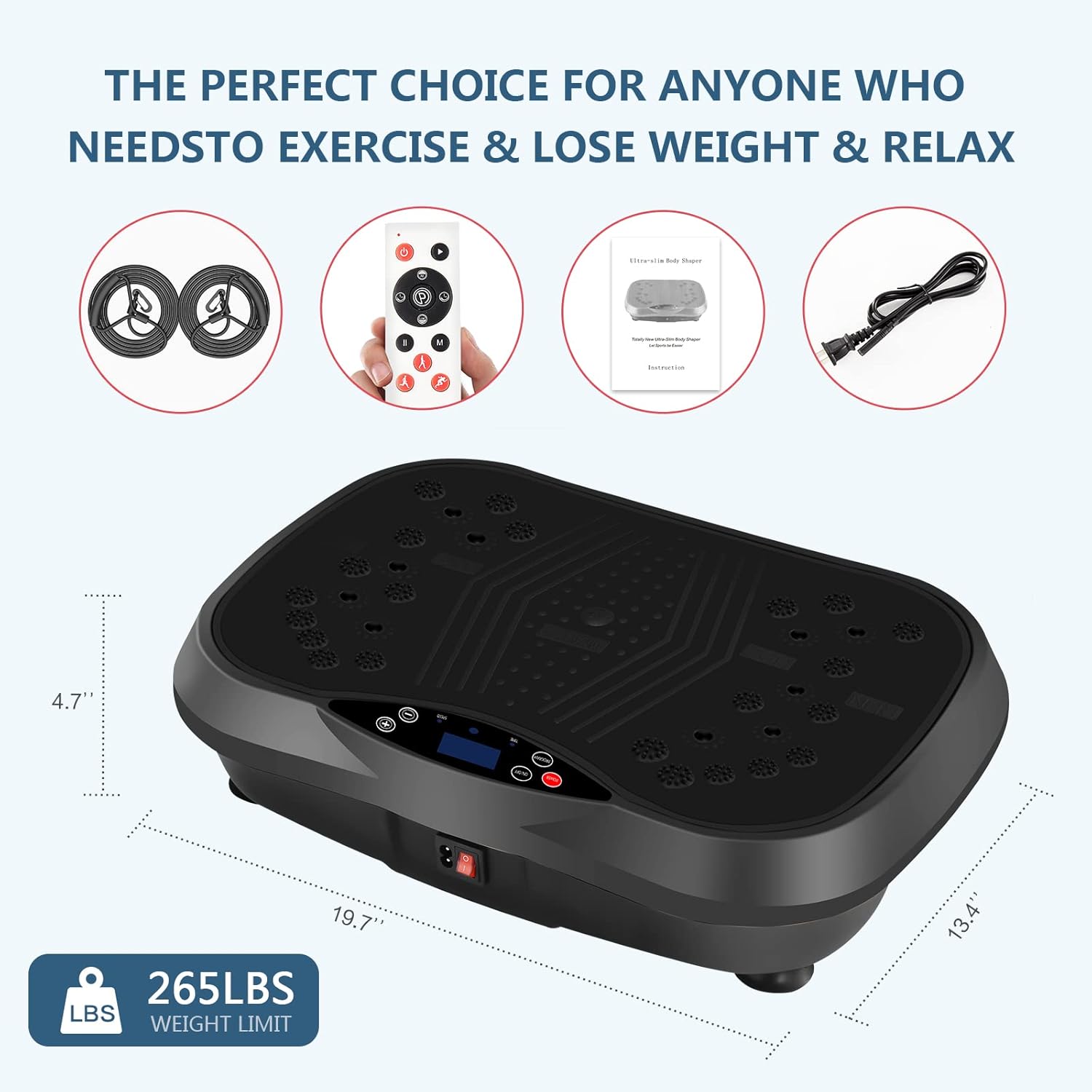 Vibration Plate Exercise Machine - Full Body Workout Vibration Platform with Loop Bands & Remote Control for Home Fitness & Weight Loss & Muscle Toning - Image 7