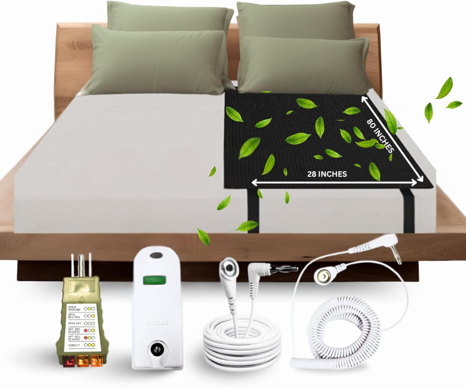ELECTRAWAVE Grounding Mattress Cover Pad, Twin XL Size Earth Connected Conductive Carbon Leatherette Grounding Sheets for Better Sleep, Relieve Pain, Reduce Inflamation - 28 x 80 in - Image 2