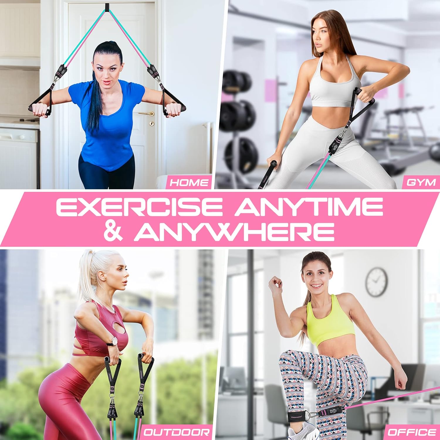 RENRANRING Resistance Bands for Working Out, 150LBS Exercise Bands, Workout Bands, Resistance Bands Set with Handles for Men Women, Legs Ankle Straps for Muscle Training - Image 6