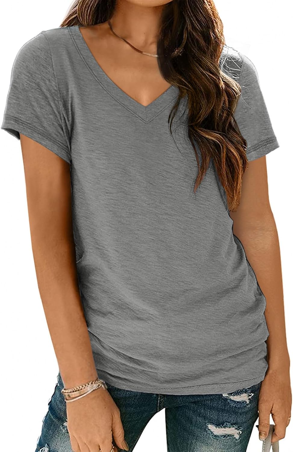 AUTOMET T Shirts Short Sleeve V Neck Tees Tops for Women Fashion Trendy Lightweight Soft Casual Summer Outfits Clothes 2025 - Image 2