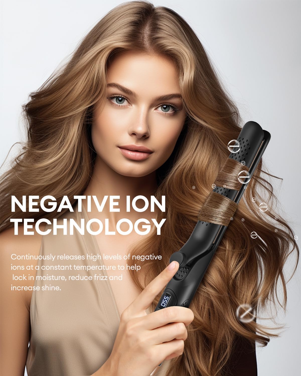 360° Airflow Styler - Professional 2-in-1 Curling Iron and Straightener with Ionic Airflow - Titanium Flat Iron with Cooling Air Vents to Lock in Style, 5 Adjustable Temp, Auto Shut Off - Image 9
