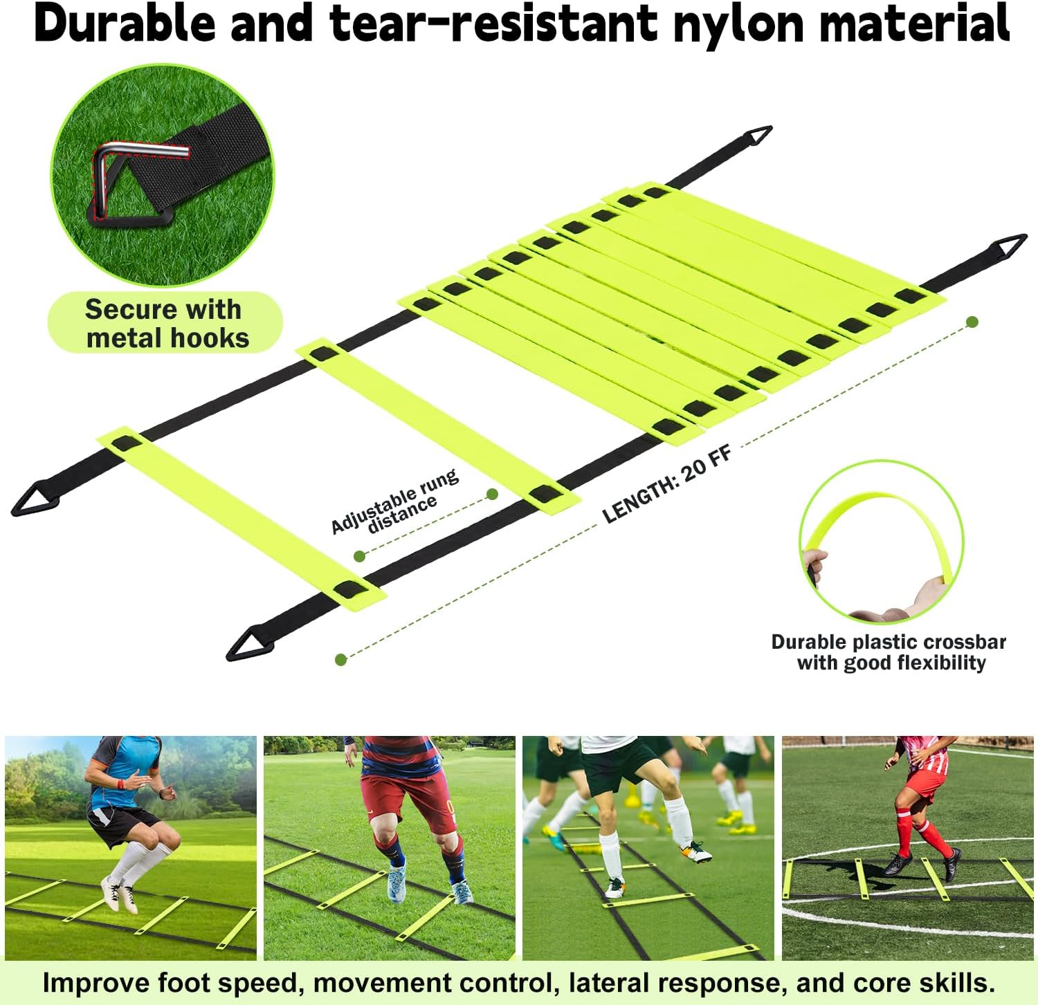 Kids Soccer Goals for Backyard - 6x4 ft Portable Pop Up Soccer Goal Set of 2 with Soccer Ball, Ladder, Cones, and Nets - Ideal for Toddler, Boys, Youth Outdoor Sports Games - Image 6