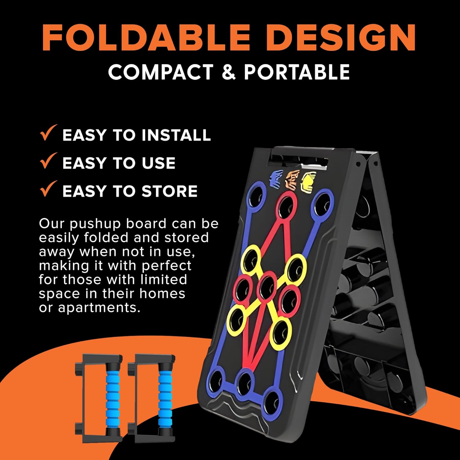 ATA-Strength Heavy-Duty 15-in-1 Foldable Push Up Board for men and women with Adjustable Grip Strengthener, skipping Rope, and 3 Resistance Bands Comprehensive Home Workout System for Targeted Muscle Training and Enhanced Grip Strength - Image 5