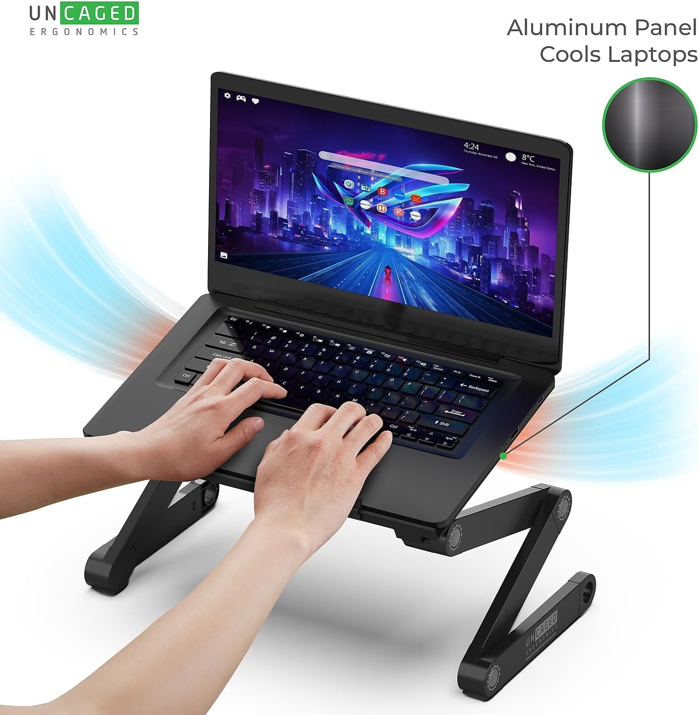 WorkEZ Adjustable Laptop Stand for Desk, Adjustable Height Laptop Stand, Ergonomic Foldable Portable PC Holder, Computer Riser, Home Office Supplies - Image 9