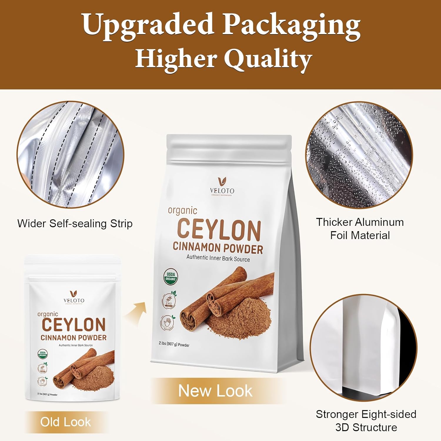 Ceylon Cinnamon Powder Organic Cinnamon Powder, Freshly Ground Cinnamon Pure Bulk Spice, Kosher & Organic Certified, Non-GMO Third Party Tested for Purity, Gluten Free, Vegan, 2lb - Image 4