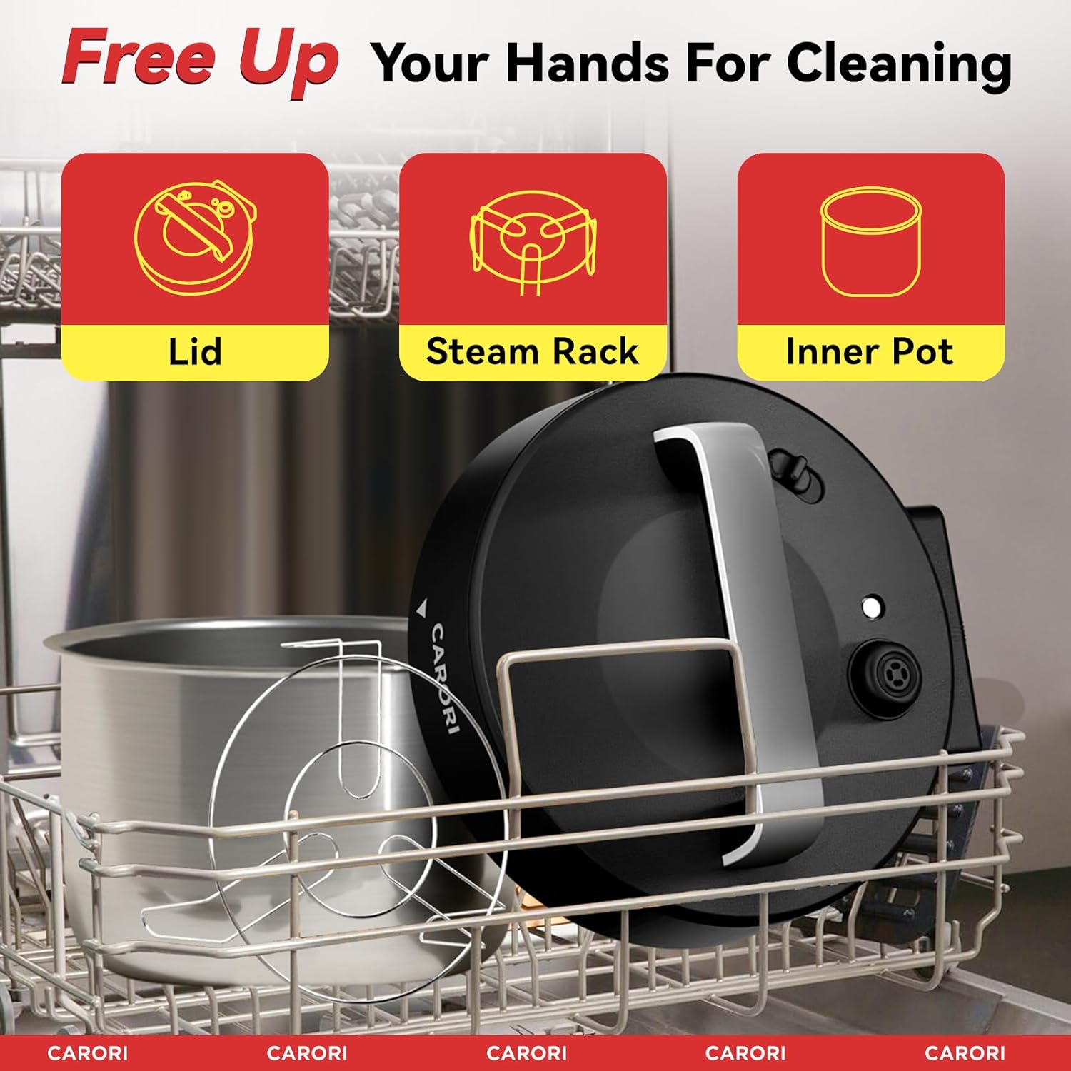 9-in-1 Electric Pressure Cooker 6 Qt, Stainless Steel Inner Pot, Programmable 12 Multi-Function Cooker with Safe Vent Design, Rice Cook, Slow Cook, Sous Vide, Sauté, Warmer & Sterilizer, Black - Image 9