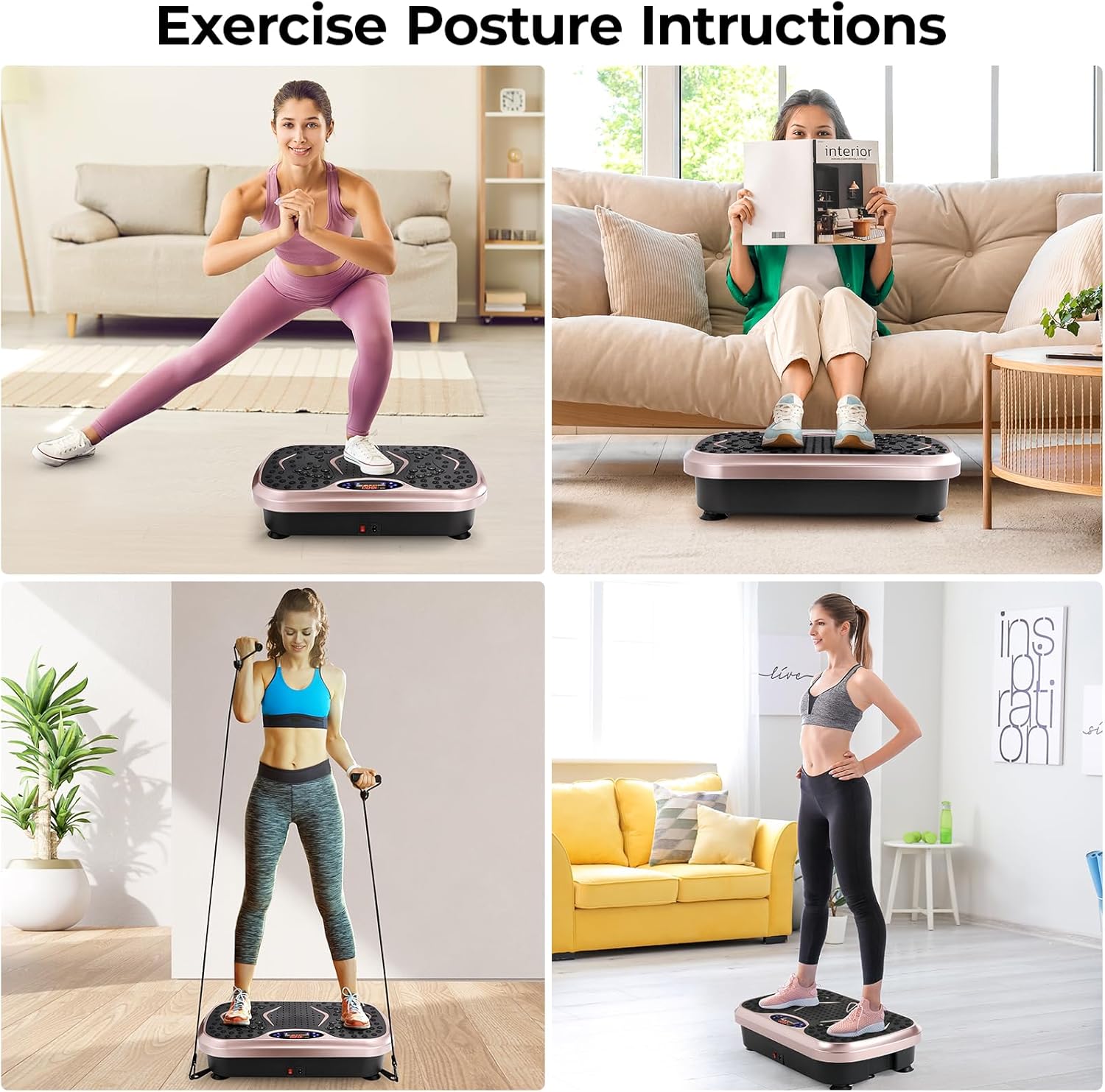 Arlopu 3D Vibration Plate Exercise Machine, Weight Loss Workout Equipment for Whole Body, Lymphatic Drainage Machine, Fitness Platform W/Loop Bands, Shake Board for Sports, Home Gym Exercise Equipment - Image 9