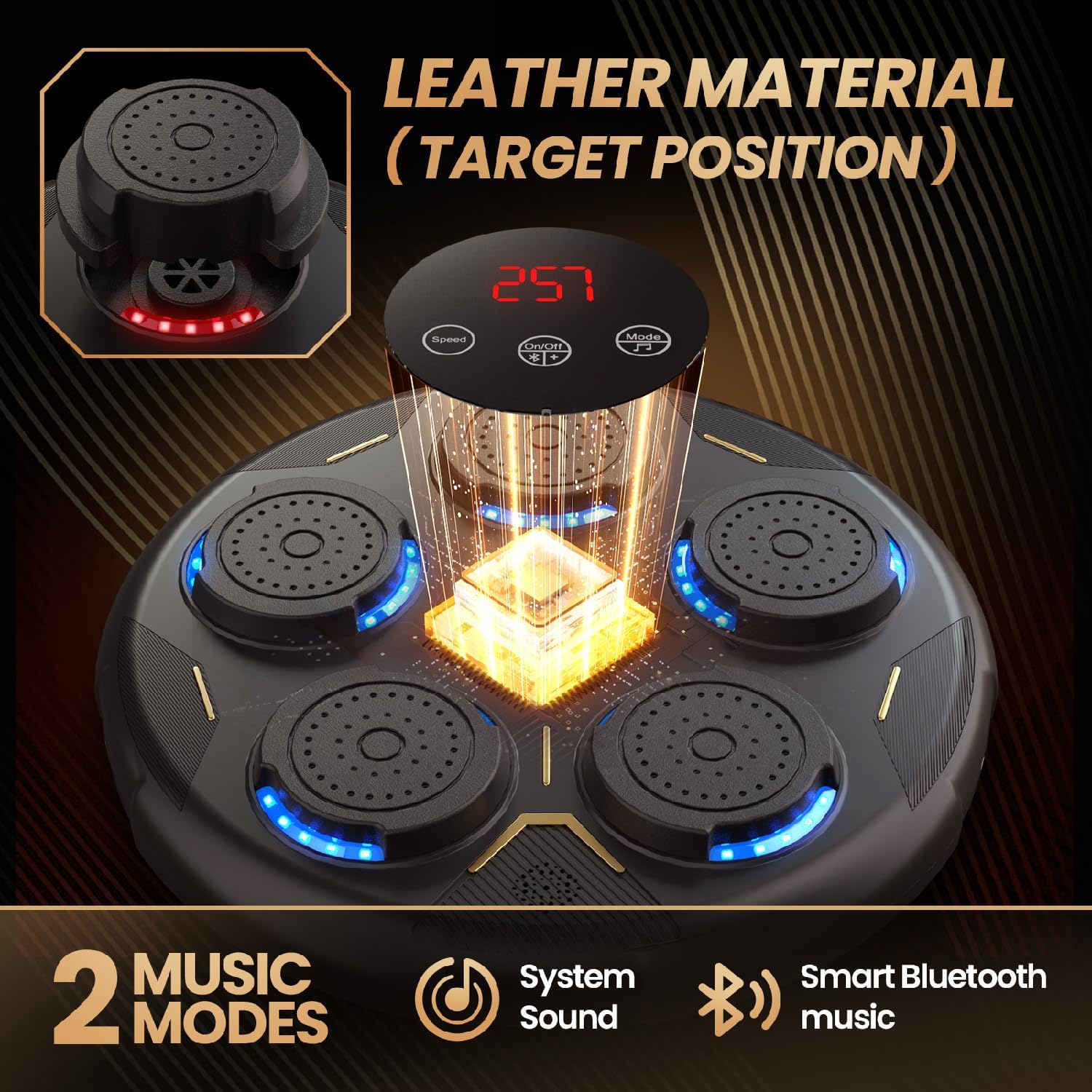 Music Boxing Machine with Beat Sync, Wall-Mounted Workout Equipment, Bluetooth & LED Display, 9 Speed Modes for Home Gym, Adults and Kids, Includes Boxing Gloves - Image 4